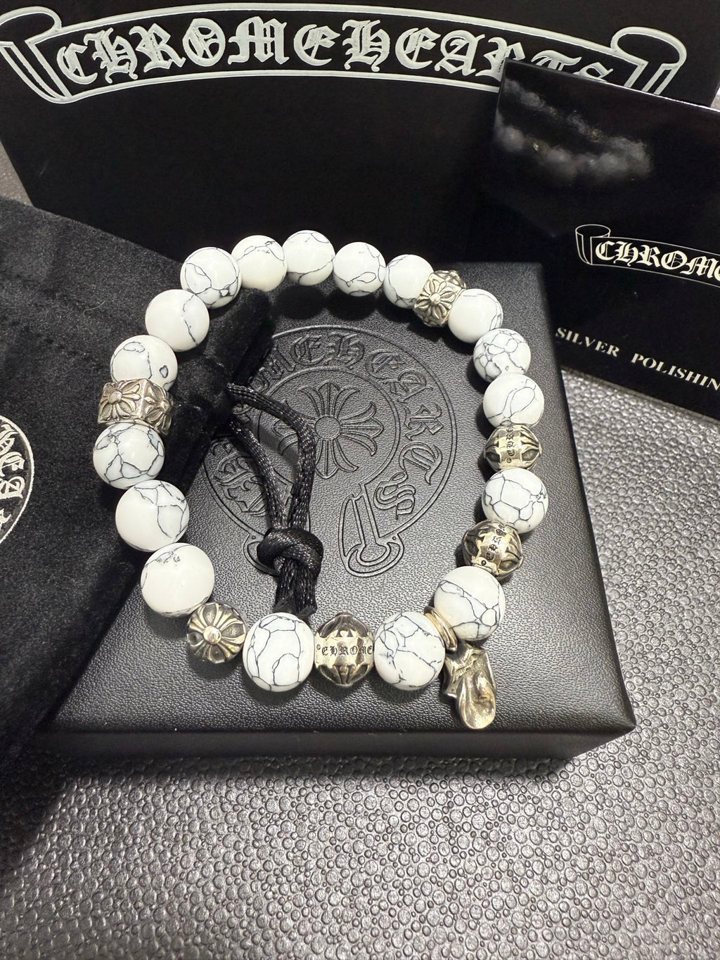 Chrome Hearts White Bead Oval Drop Bracelet - album image 6
