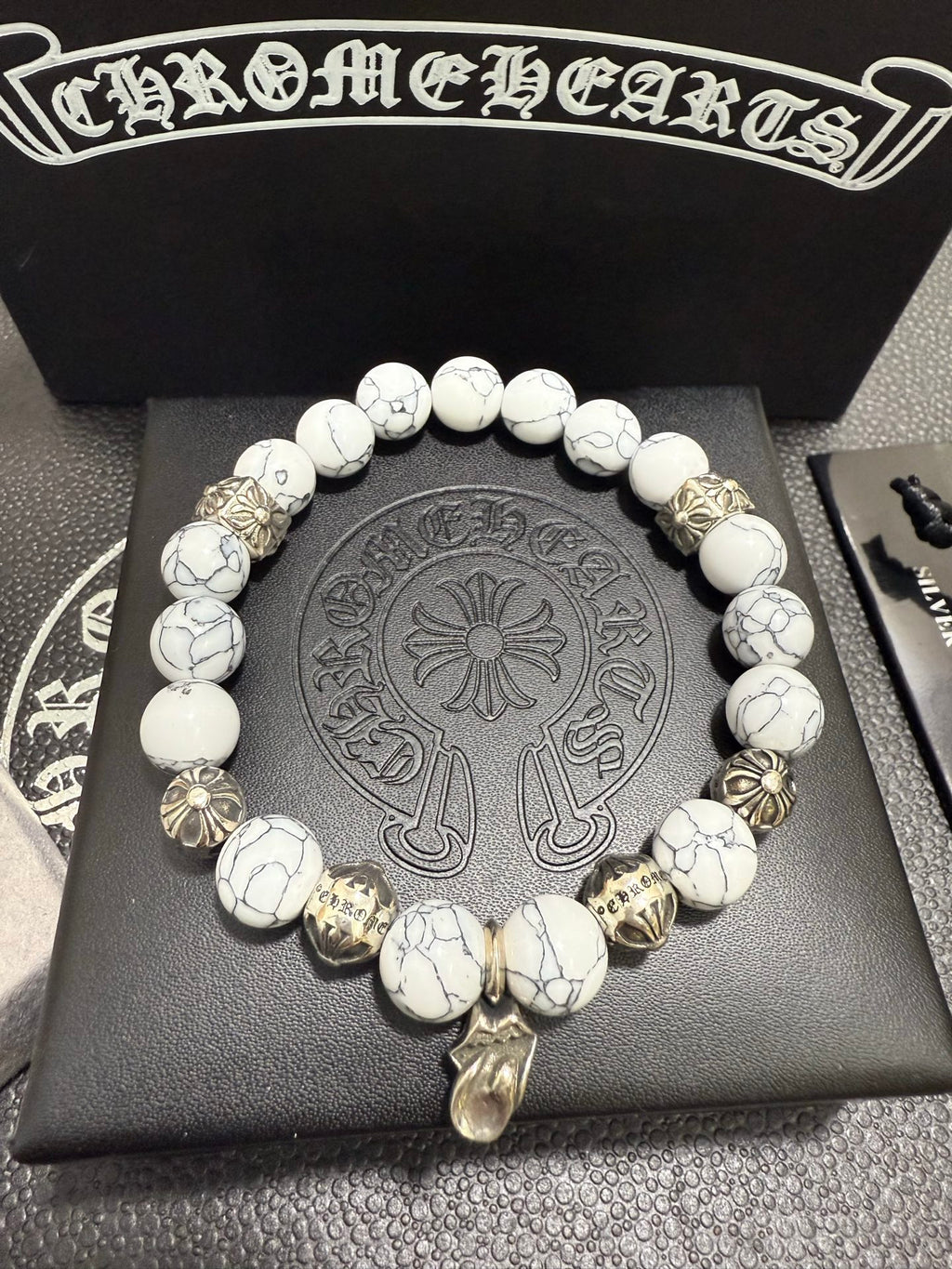 Chrome Hearts White Bead Oval Drop Bracelet - album image 2