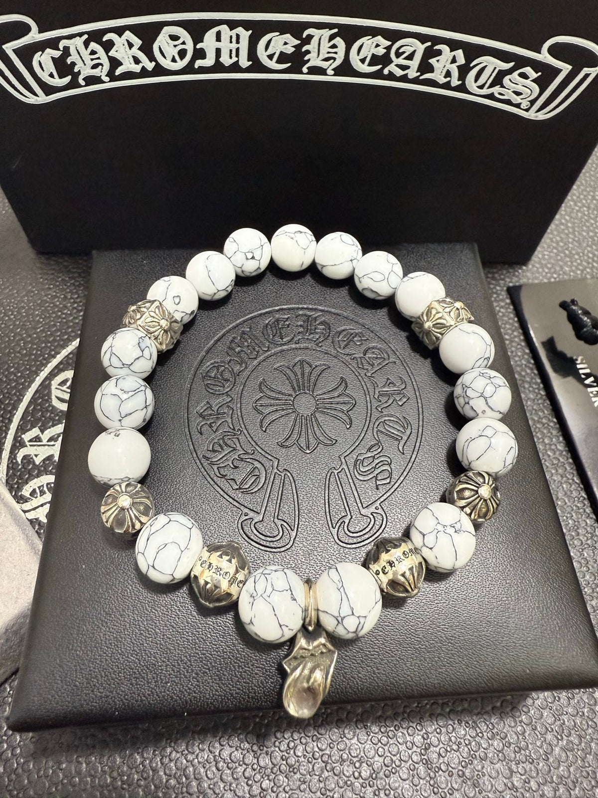 Chrome Hearts White Bead Oval Drop Bracelet - album image 2