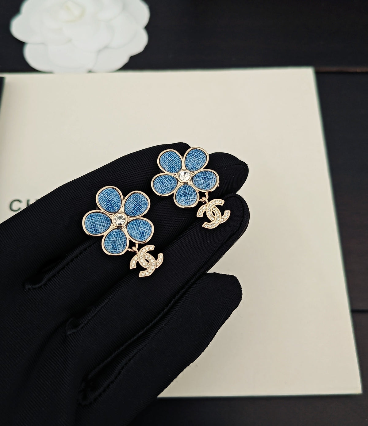 Chanel Blue Flower Earrings - album image 3