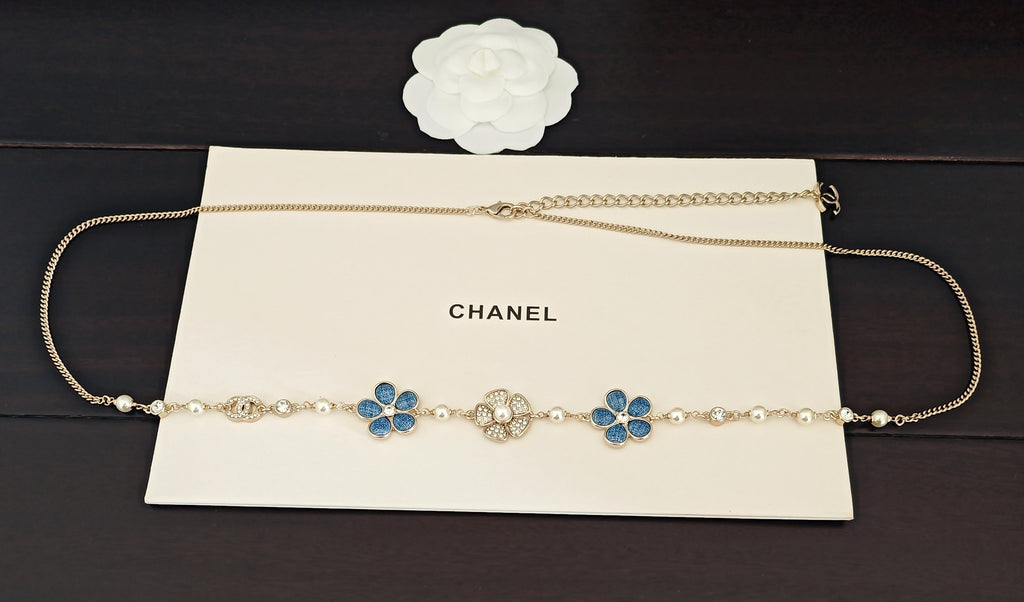 Chanel Blue Flower Charm Necklace - album image 2