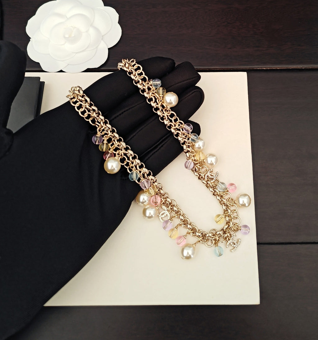 Chanel Multicolor Tassel Crystal Accent Necklace - album image 3