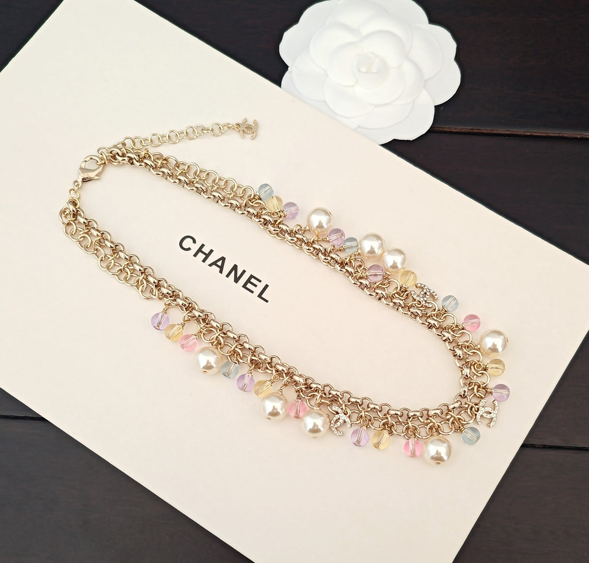Chanel Multicolor Tassel Crystal Accent Necklace - album image 5