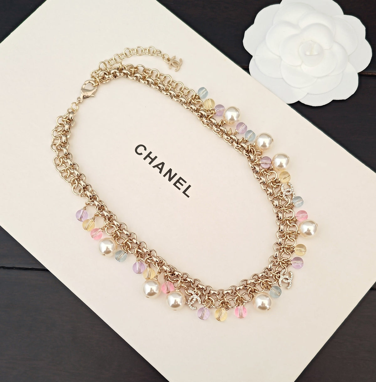 Chanel Multicolor Tassel Crystal Accent Necklace - album image 6