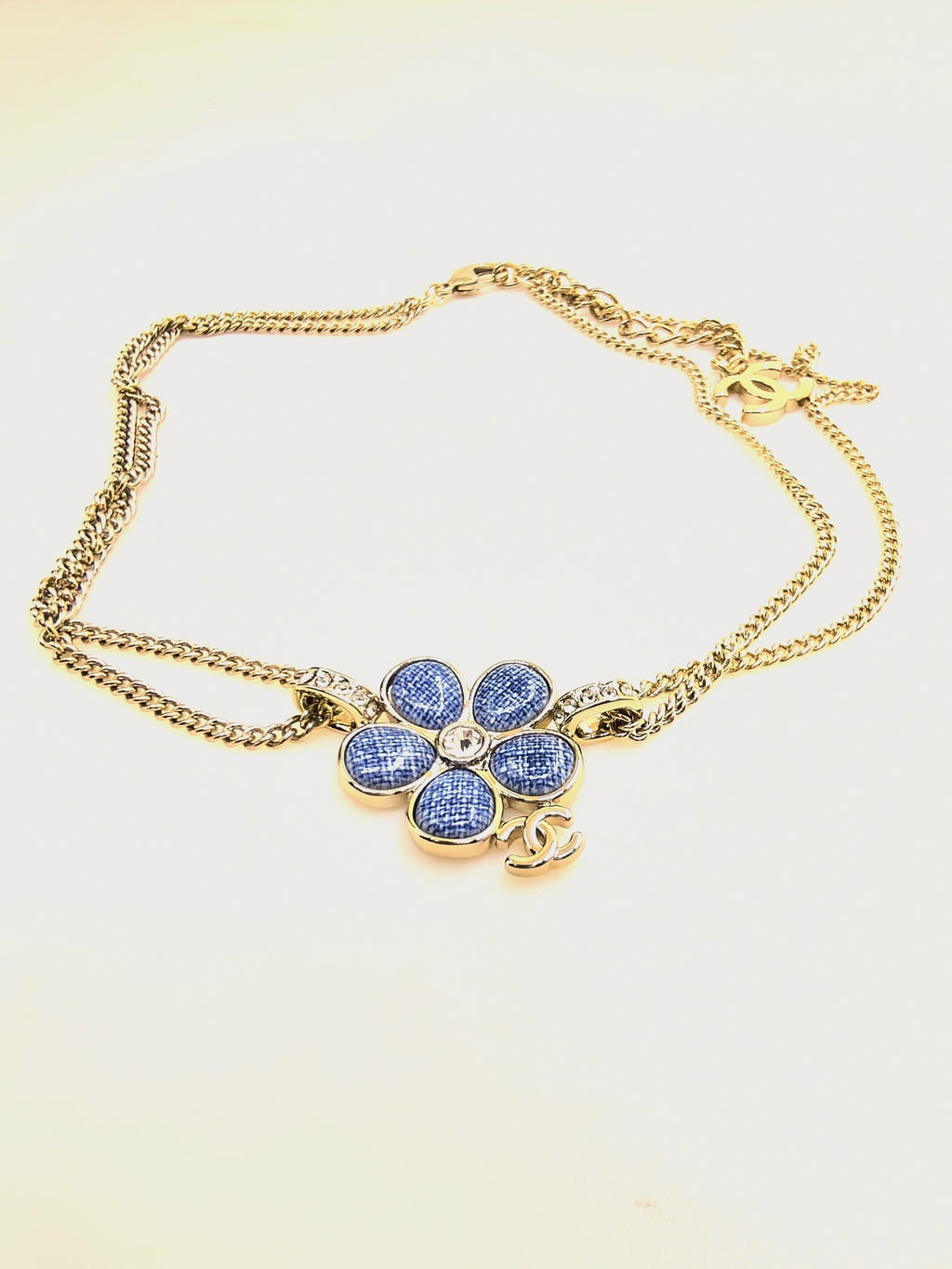 Chanel Blue Double-Layer Flower Necklace - album image 3