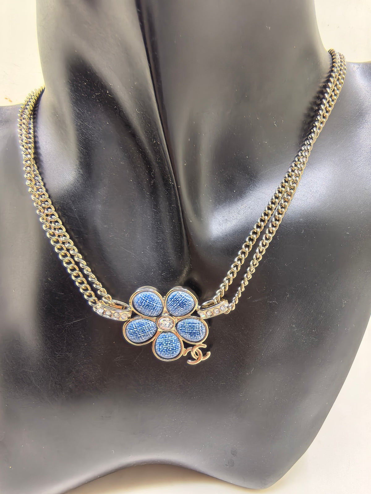 Chanel Blue Double-Layer Flower Necklace - album image 2