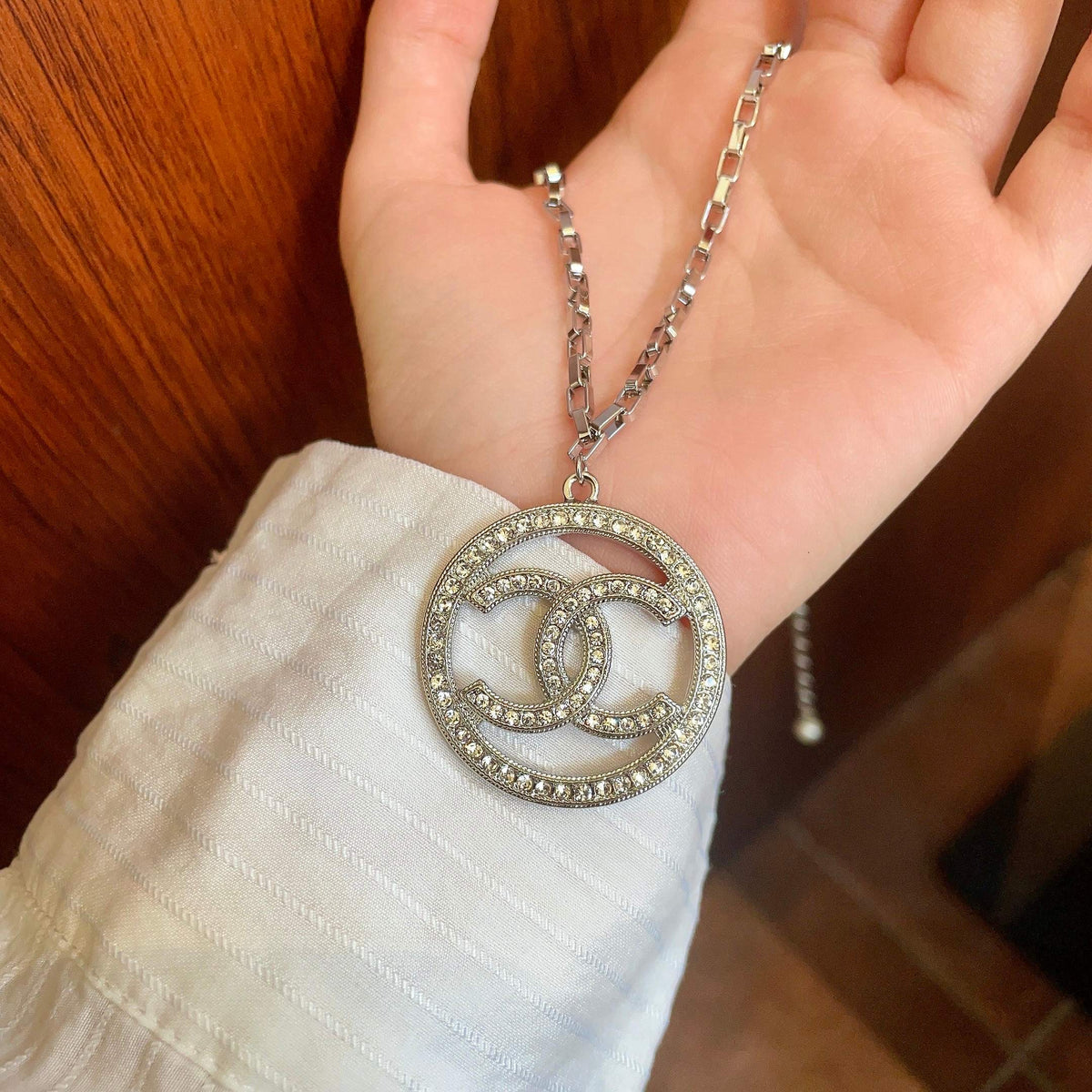 Chanel Interlocking C Crystal Accent Necklace - album image 4