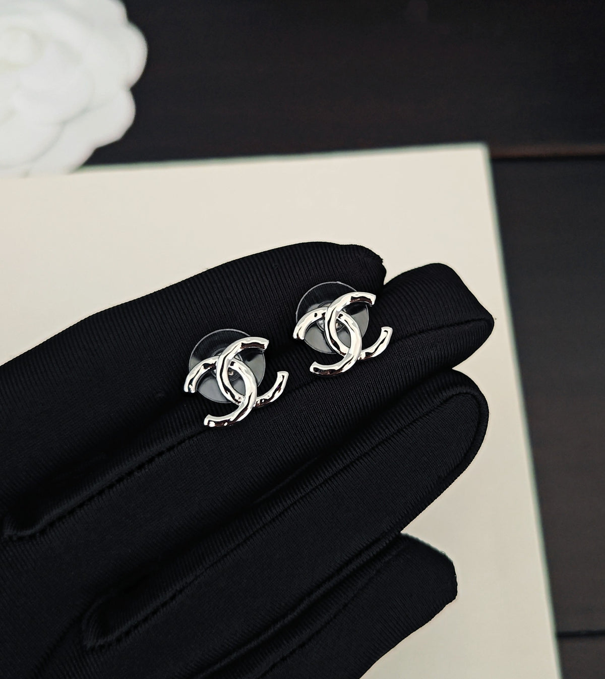 Chanel Gold-Tone Openwork CC Stud Earrings - album image 3