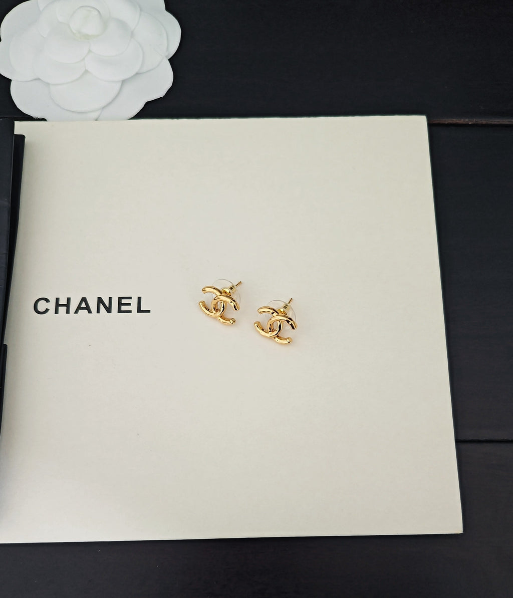 Chanel Gold-Tone Openwork CC Stud Earrings - album image 4