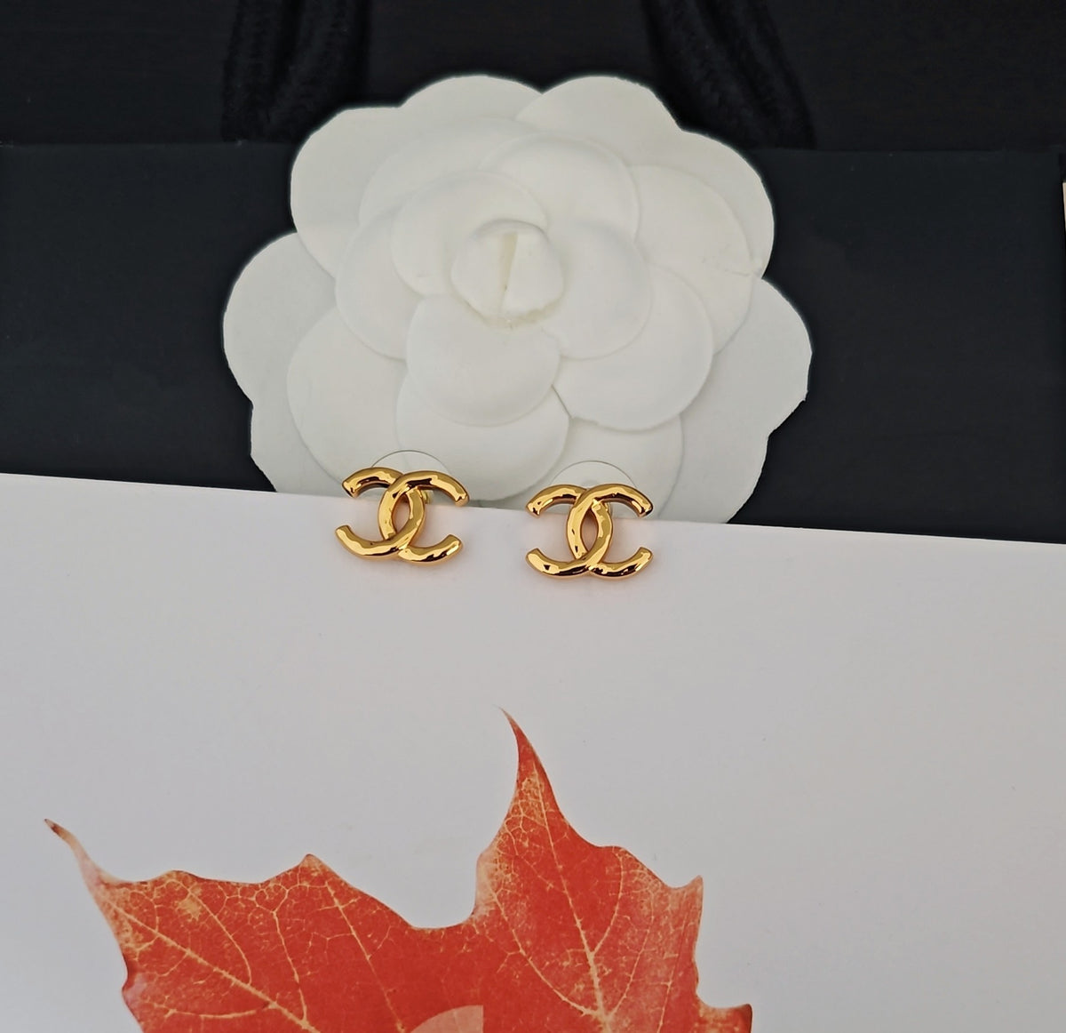 Chanel Gold-Tone Openwork CC Stud Earrings - album image 5