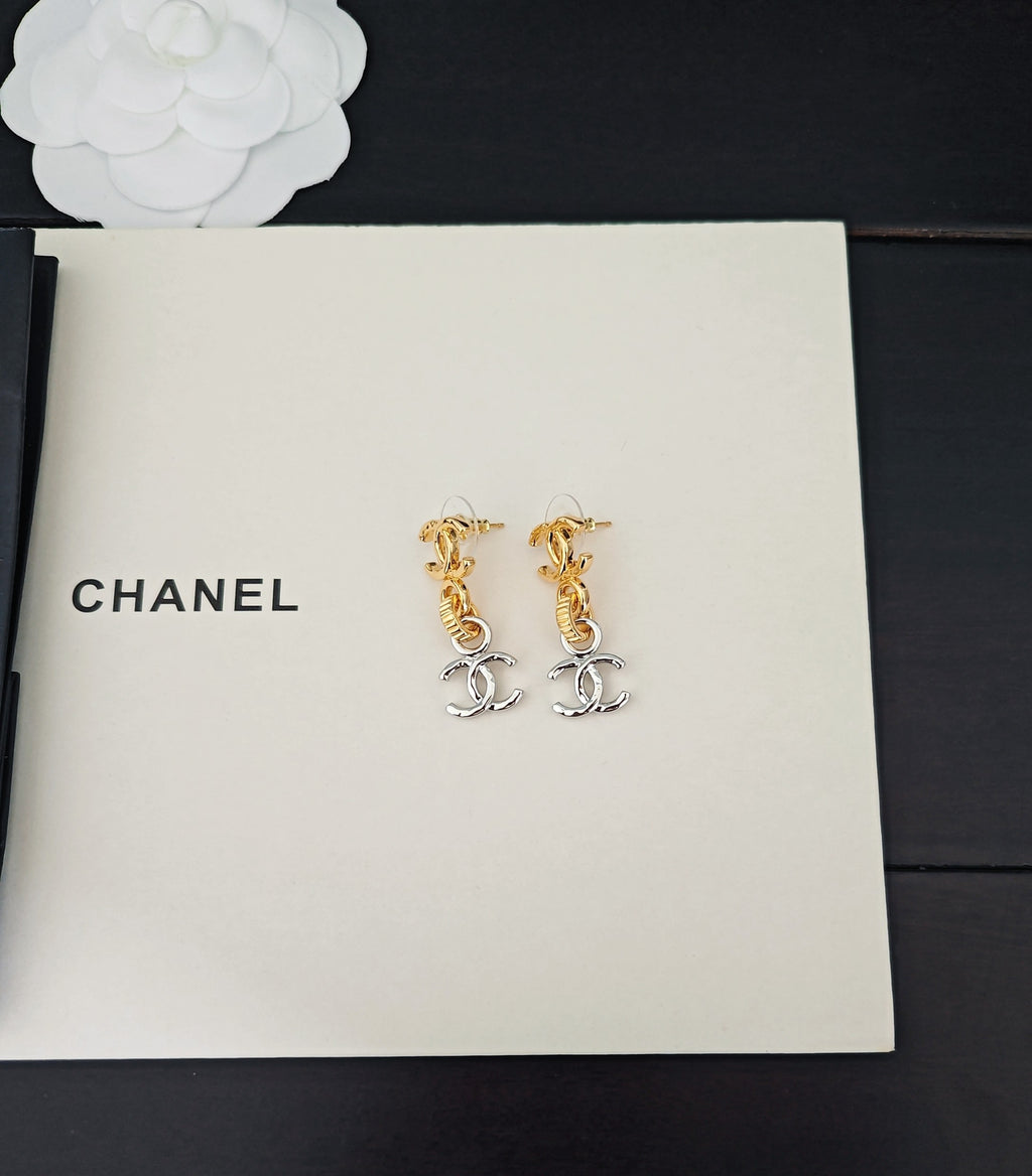 Chanel Gold-Tone Letter and Oval Pearl Drop Earrings - album image 4