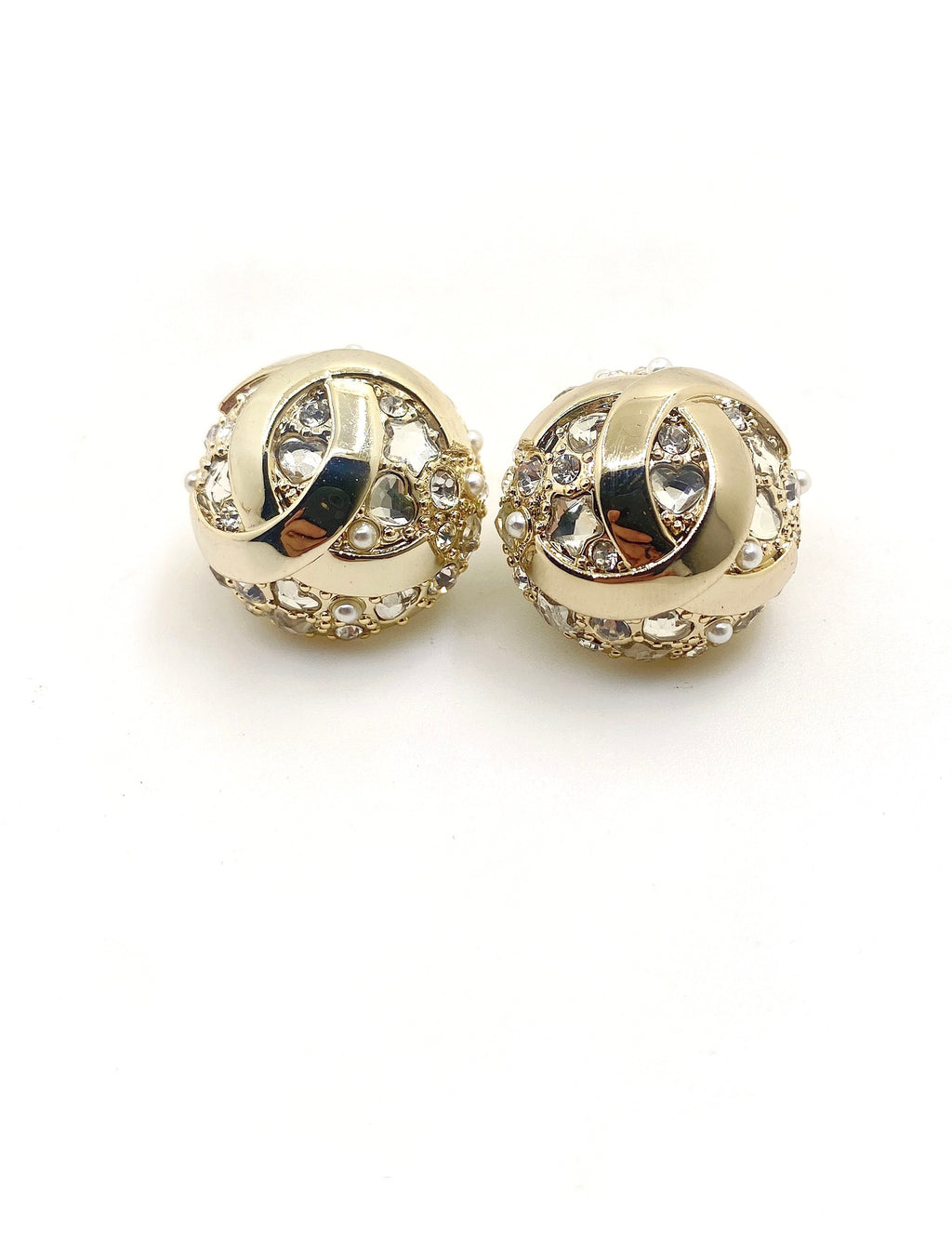 Chanel Crystal Accent Stud Earrings - album image 1