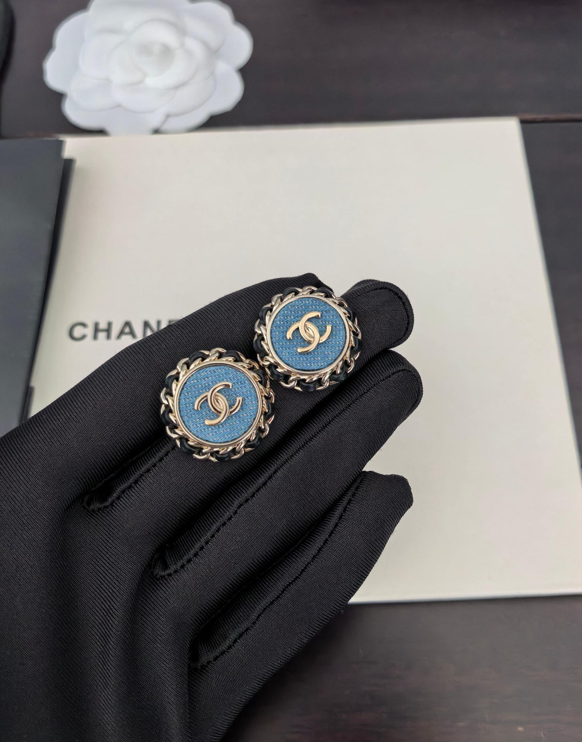 Chanel Blue Circular Stud Earrings - album image 4
