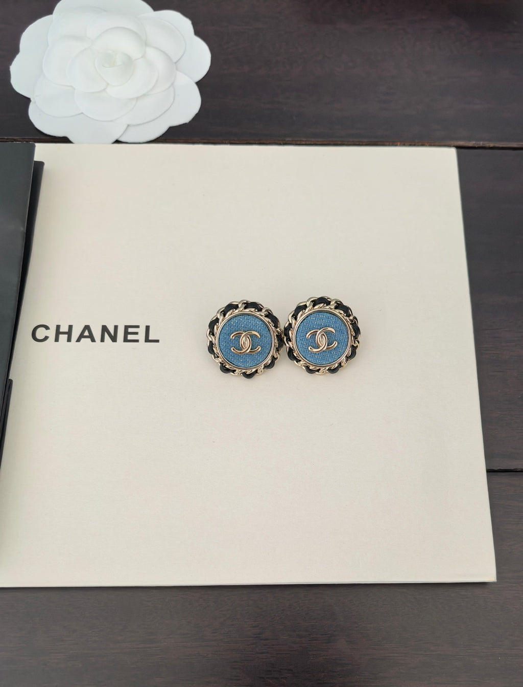 Chanel Blue Circular Stud Earrings - album image 5