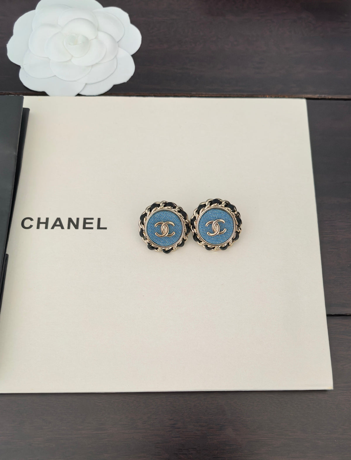 Chanel Blue Circular Stud Earrings - album image 5