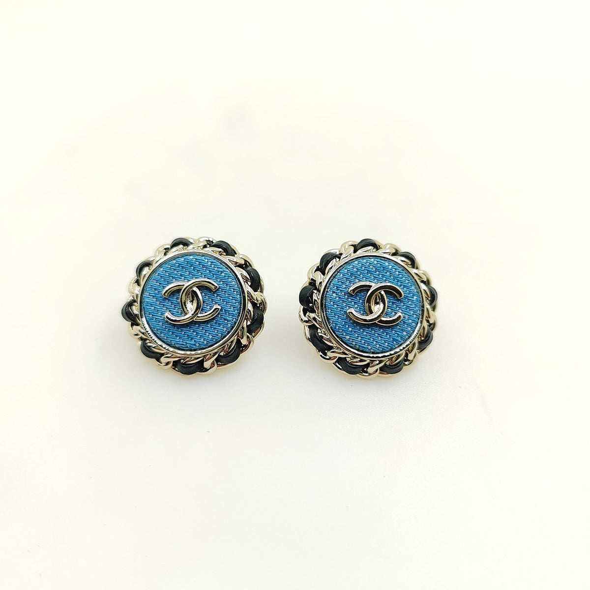Chanel Blue Circular Stud Earrings - album image 1