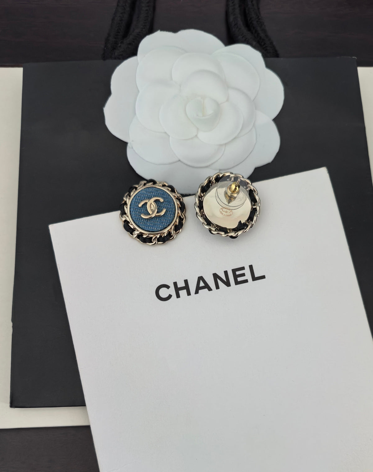 Chanel Blue Circular Stud Earrings - album image 3