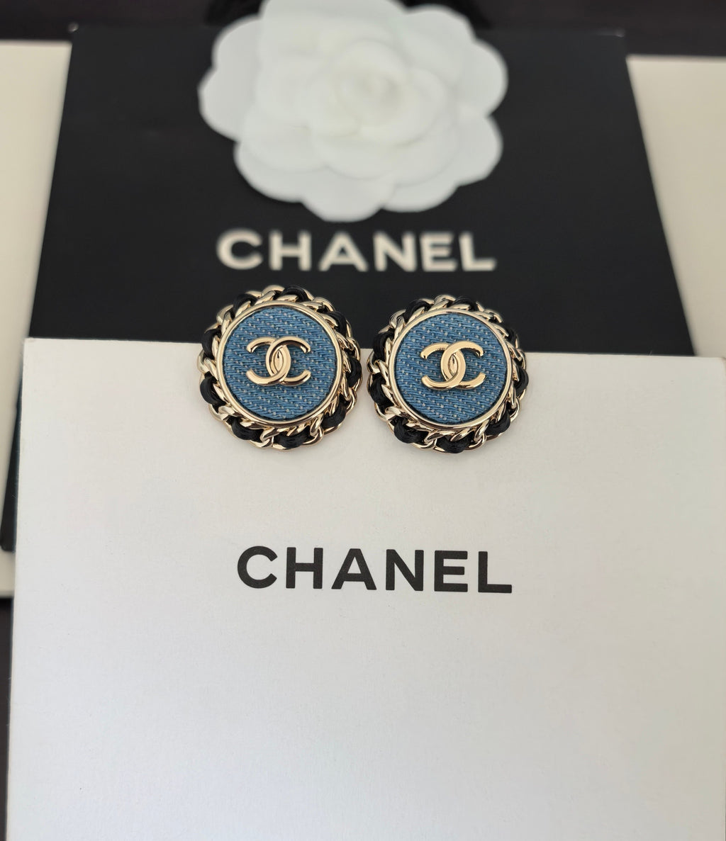 Chanel Blue Circular Stud Earrings - album image 6
