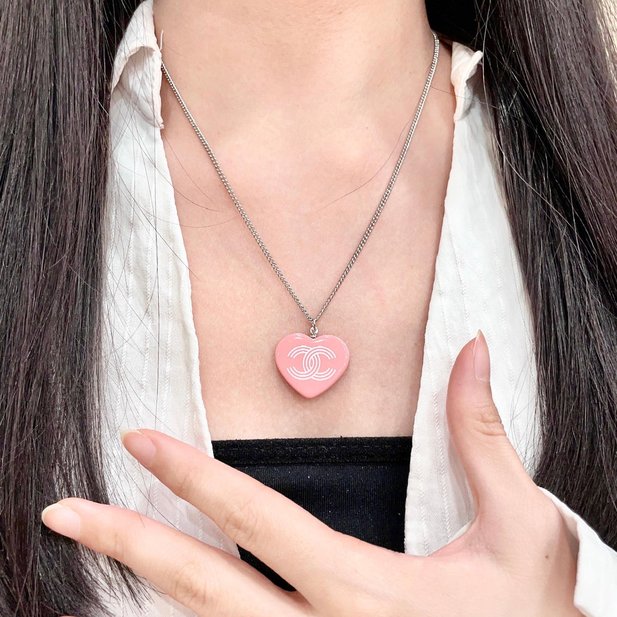 Chanel Interlocking C Heart Necklace - album image 2