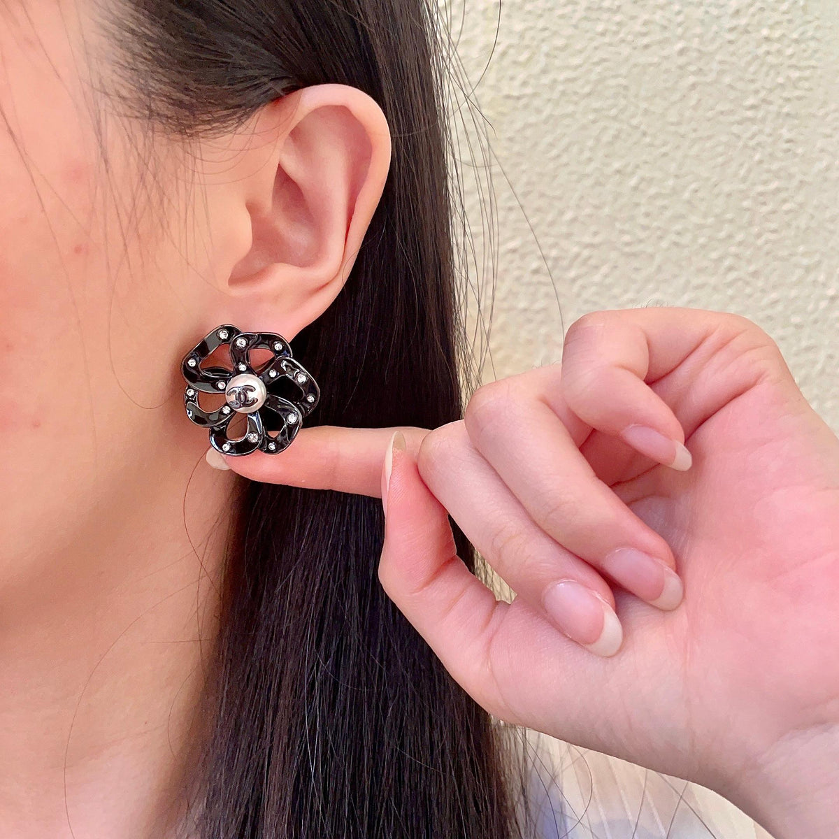 Chanel Interlocking C Camellia Openwork Stud Earrings - album image 2