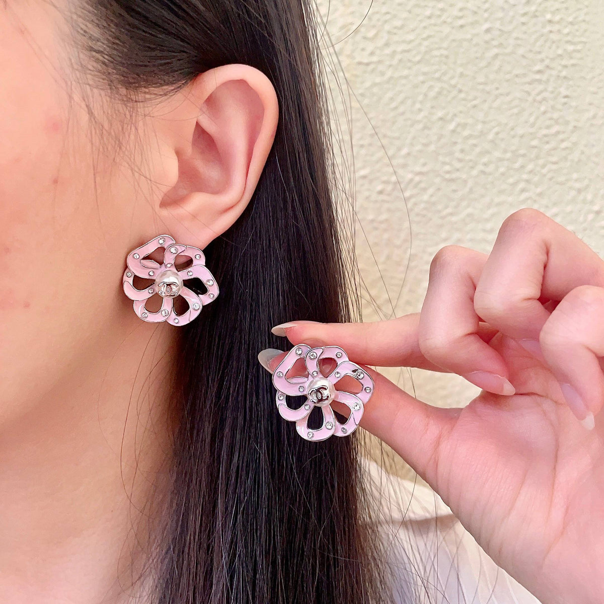 Chanel Interlocking C Camellia Openwork Stud Earrings - album image 1