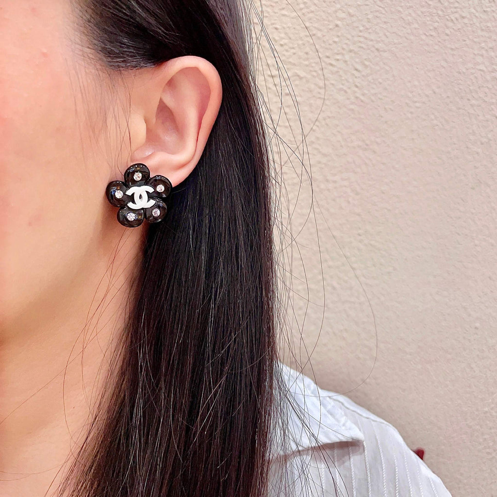 Chanel Interlocking C Camellia Stud Earrings - album image 3
