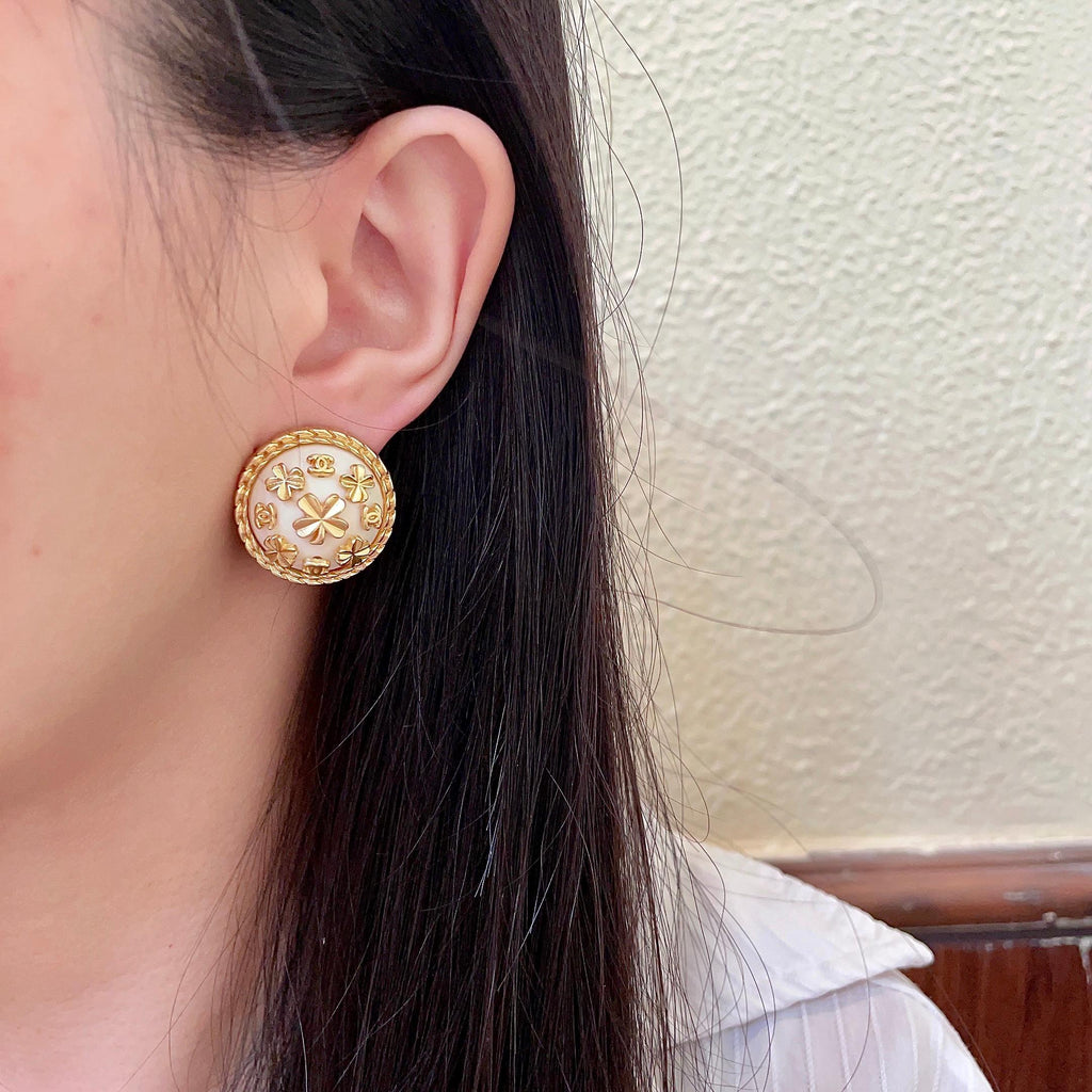 Chanel Interlocking C Camellia Stud Earrings - album image 3