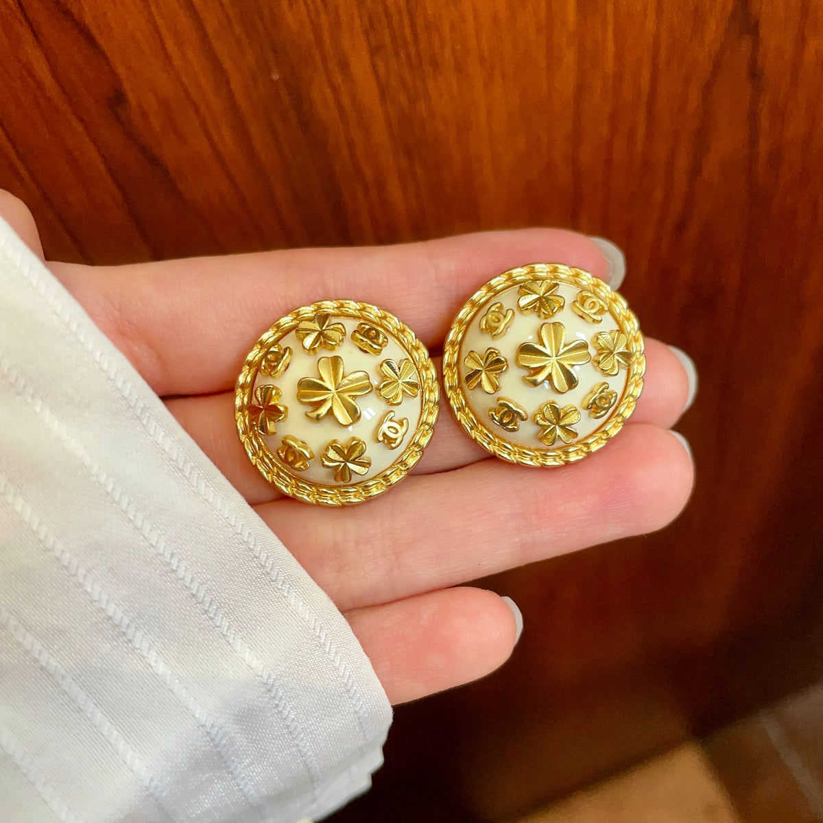 Chanel Interlocking C Camellia Stud Earrings - album image 4