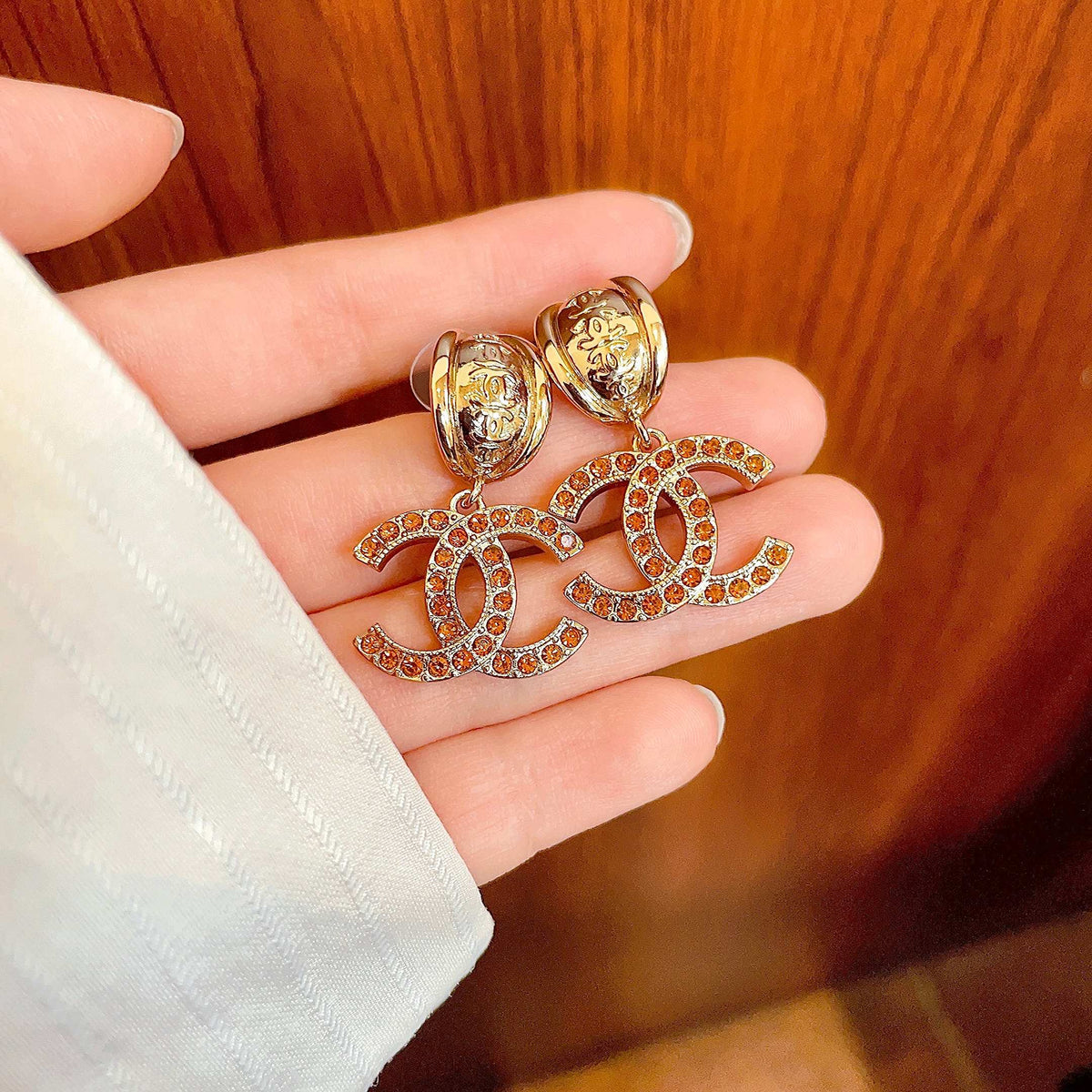 Chanel Interlocking C Crystal Accent Earrings - album image 4