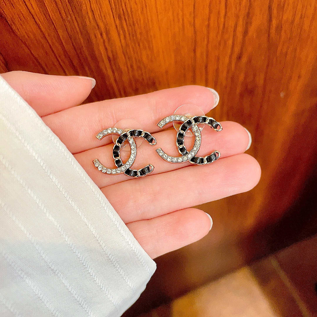 Chanel Interlocking C Crystal Accent Stud Earrings - album image 4