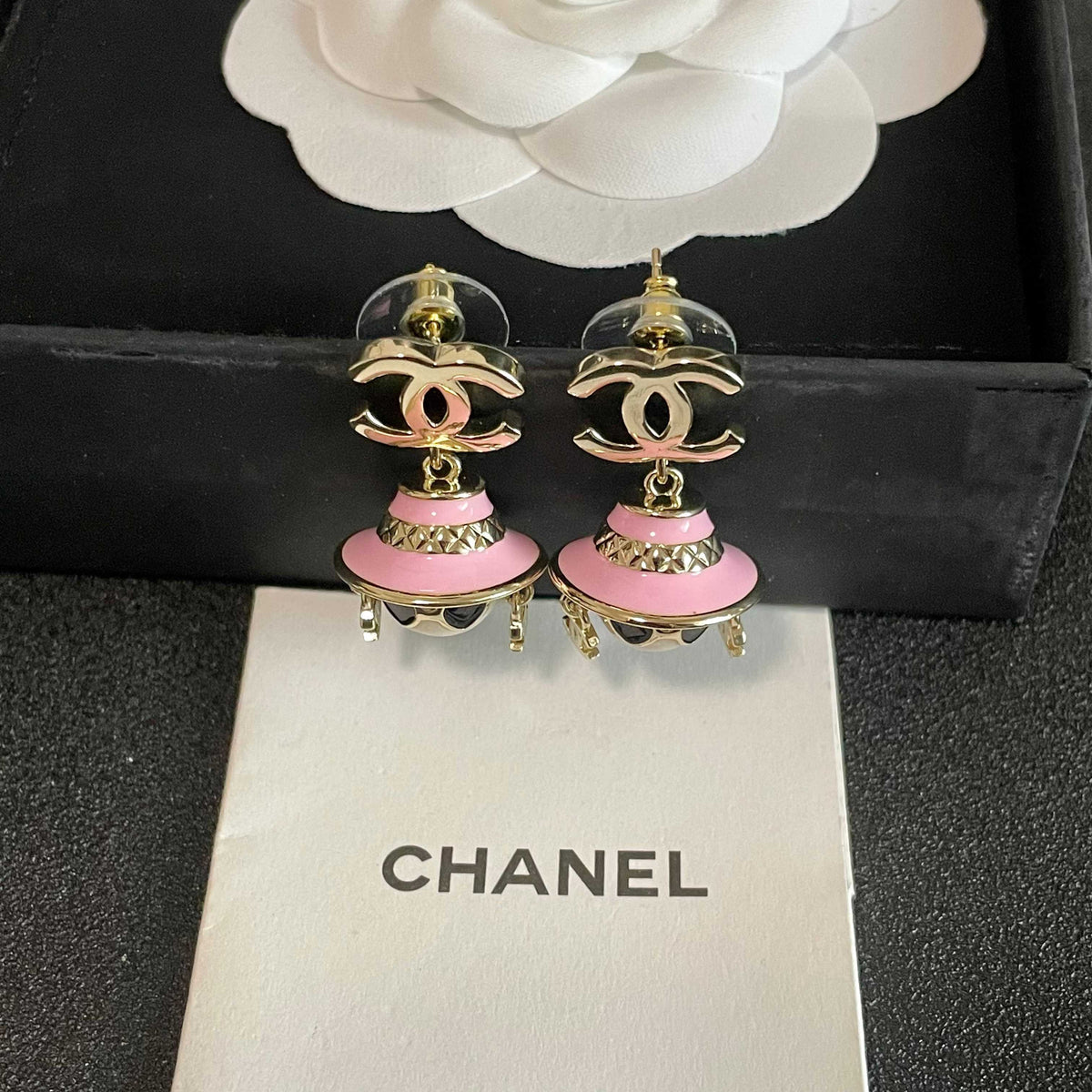 Chanel Pink Doll and CC Drop Earrings - album image 6