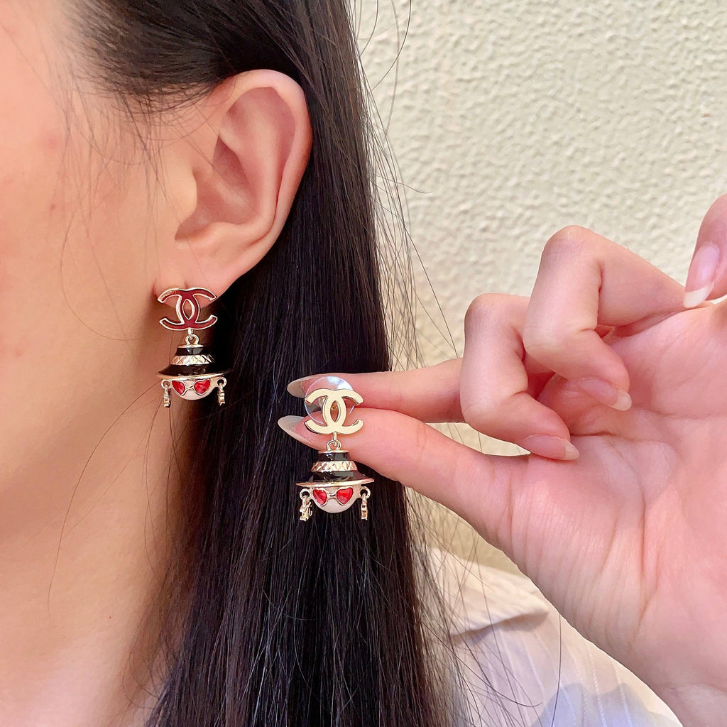 Chanel Pink Doll and CC Drop Earrings - album image 1