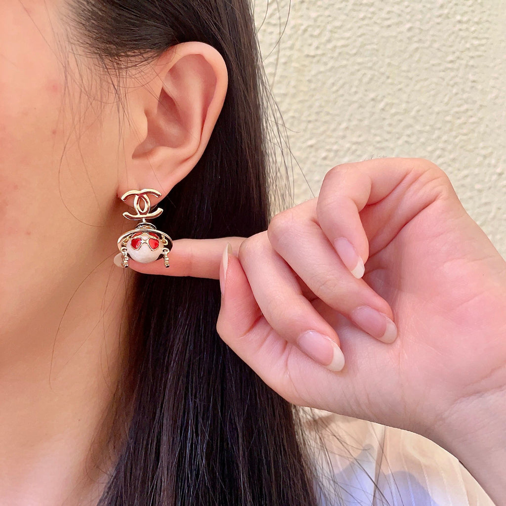 Chanel Pink Doll and CC Drop Earrings - album image 2