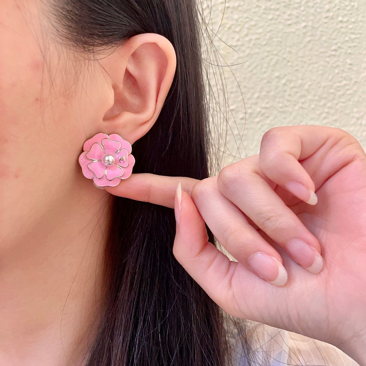 Chanel Interlocking C Camellia Stud Earrings - album image 2