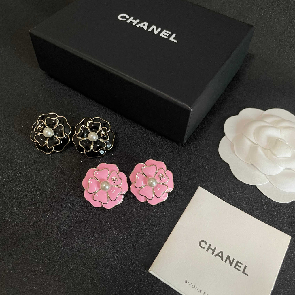 Chanel Interlocking C Camellia Stud Earrings - album image 5