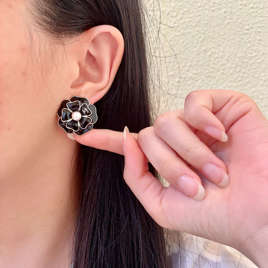 Chanel Interlocking C Camellia Stud Earrings - album image 2