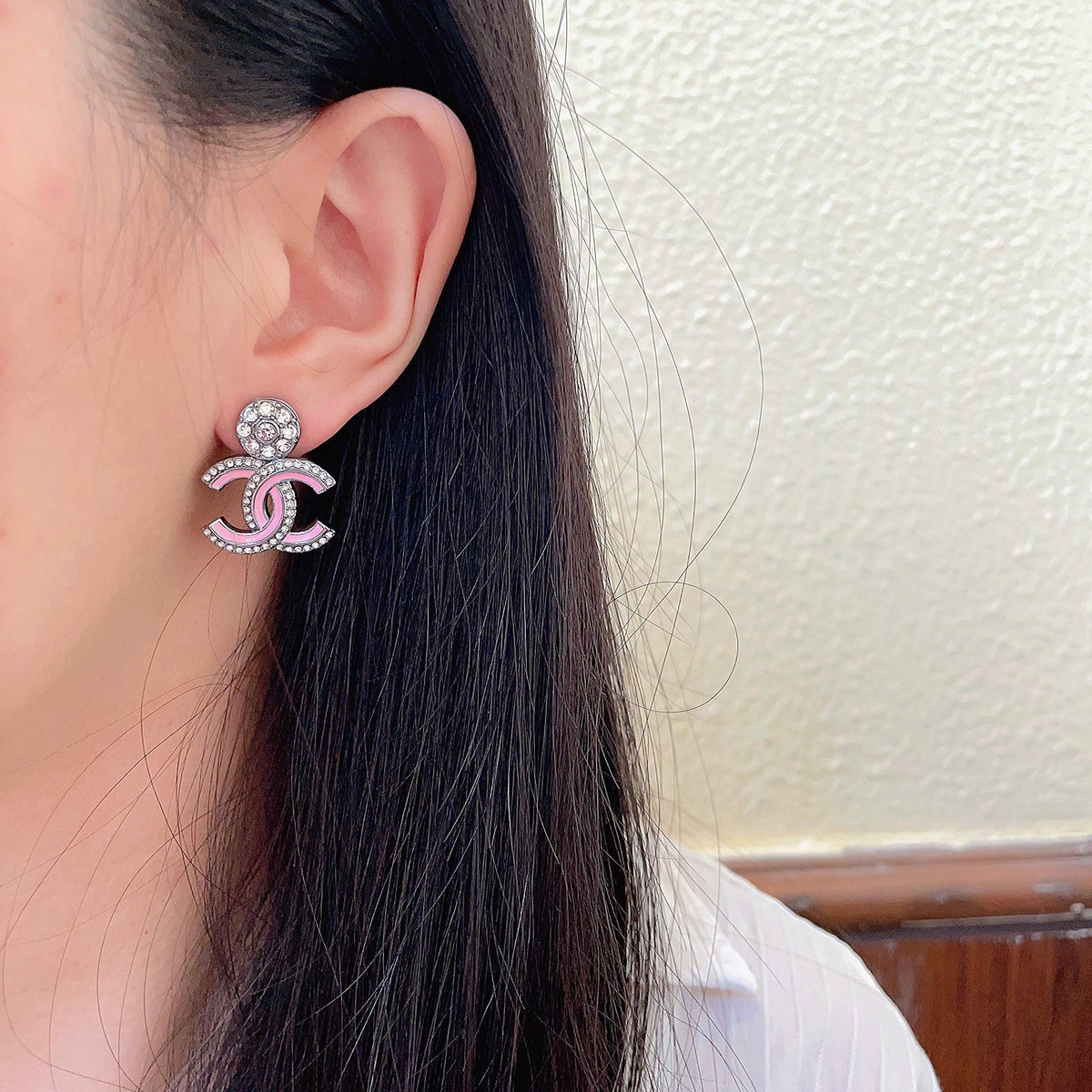 Chanel Interlocking C Crystal Accent Earrings - album image 3
