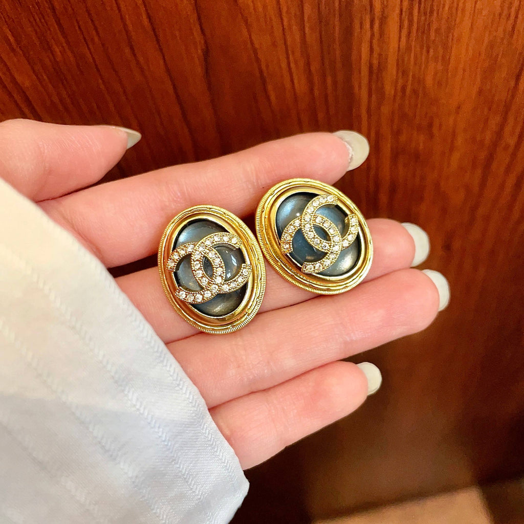 Chanel Interlocking C Crystal Accent Stud Earrings - album image 4