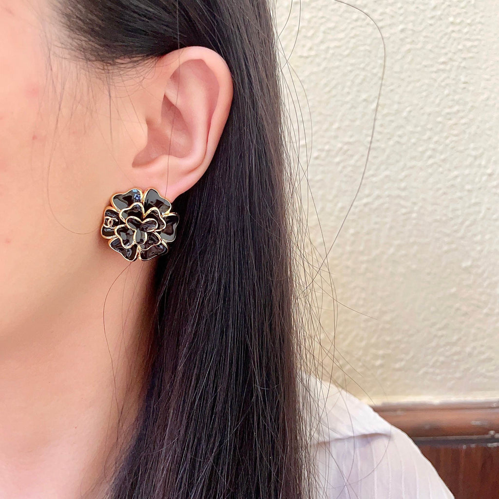 Chanel Interlocking C Camellia Stud Earrings - album image 3