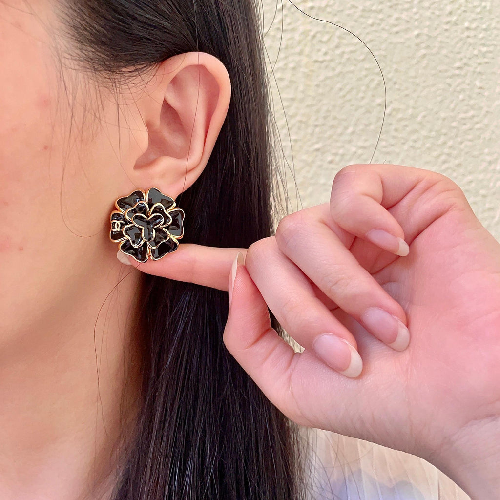 Chanel Interlocking C Camellia Stud Earrings - album image 2