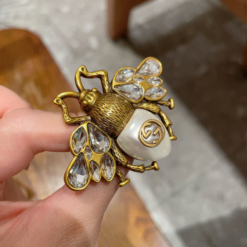 Gucci Gold-Tone Bee and Pearl Brooch - album image 3
