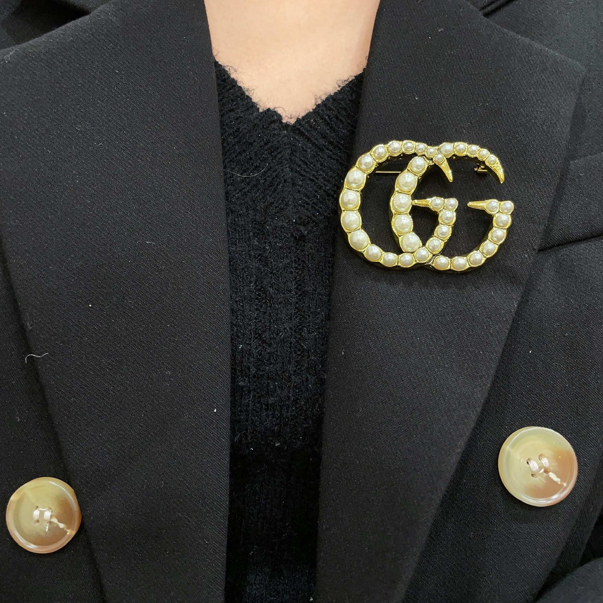 Gucci Gold-Tone Crystal Interlocking G Brooch - album image 2
