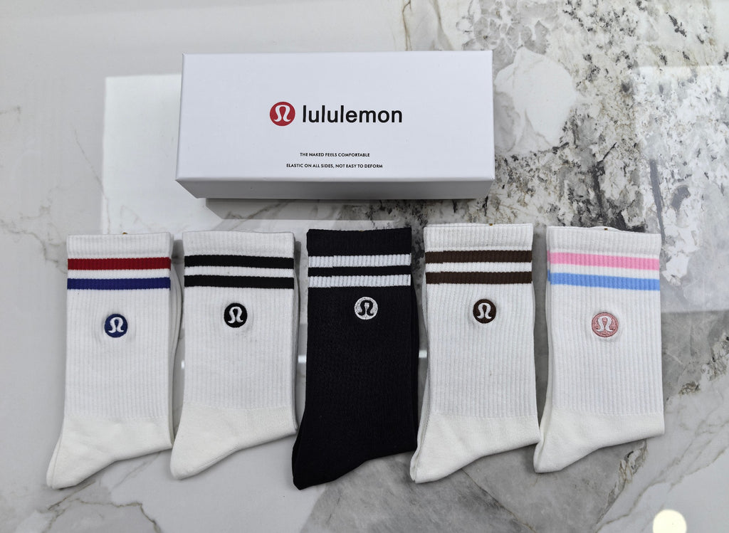 Lululemon stripe cuff small emblem crew socks - view 5
