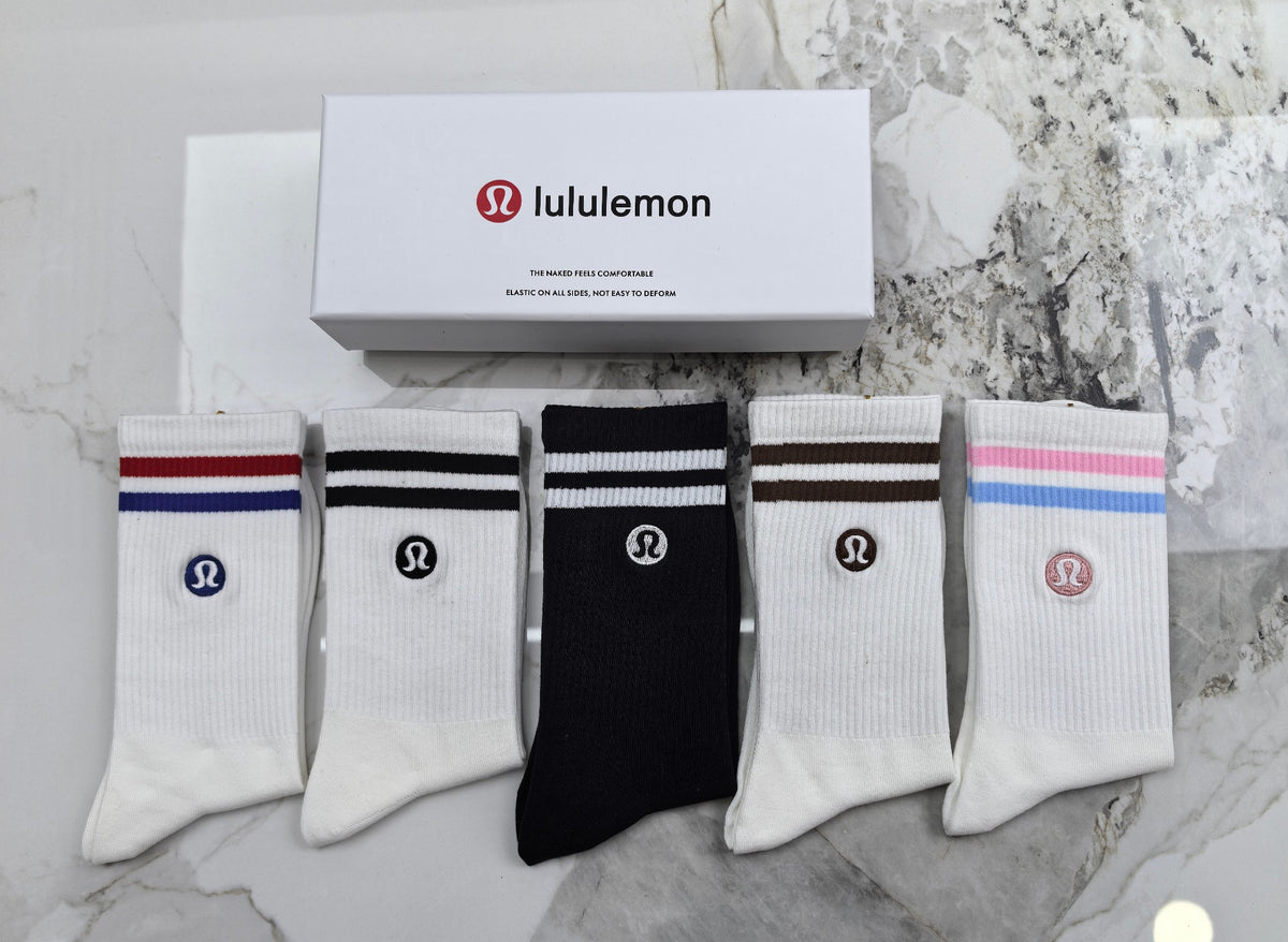 Lululemon stripe cuff small emblem crew socks - view 5
