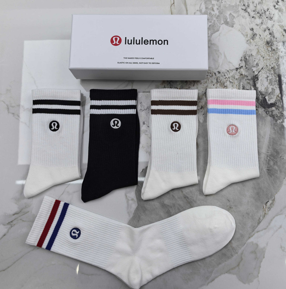 Lululemon stripe cuff small emblem crew socks - view 4