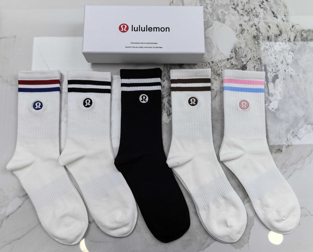 Lululemon stripe cuff small emblem crew socks - view 1