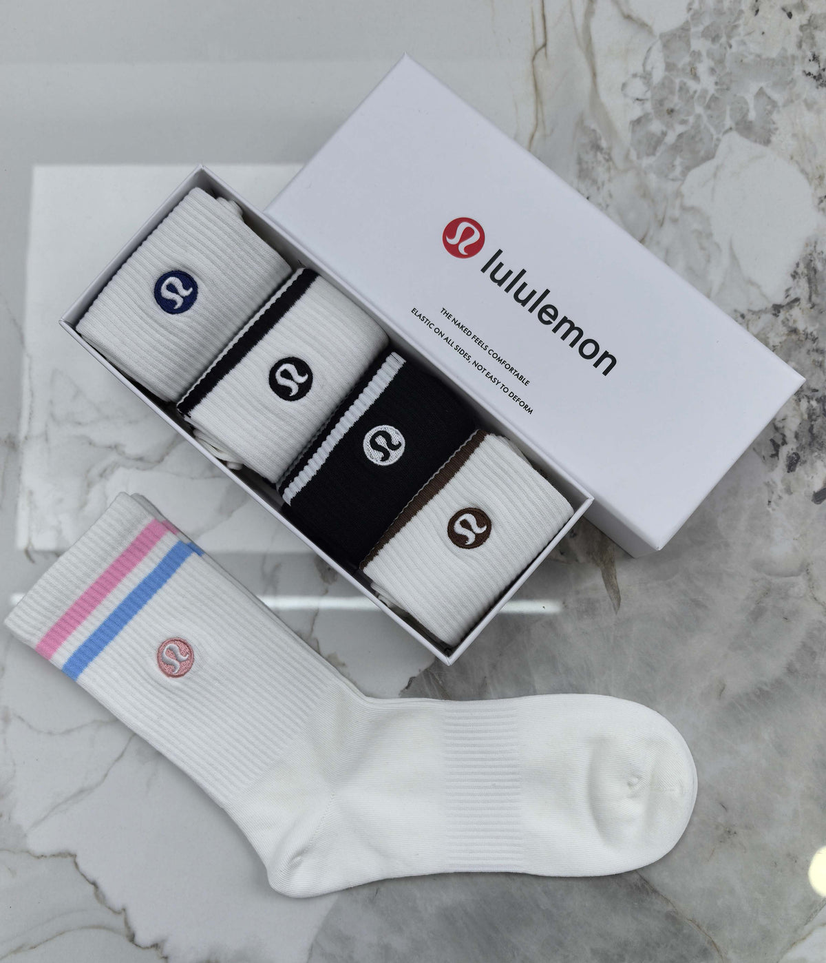 Lululemon stripe cuff small emblem crew socks - view 8