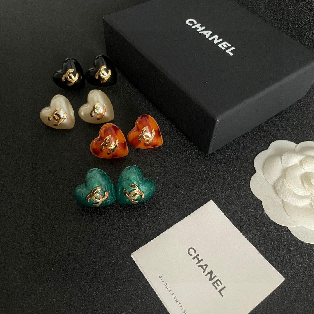 Chanel Interlocking C Heart Stud Earrings - album image 5