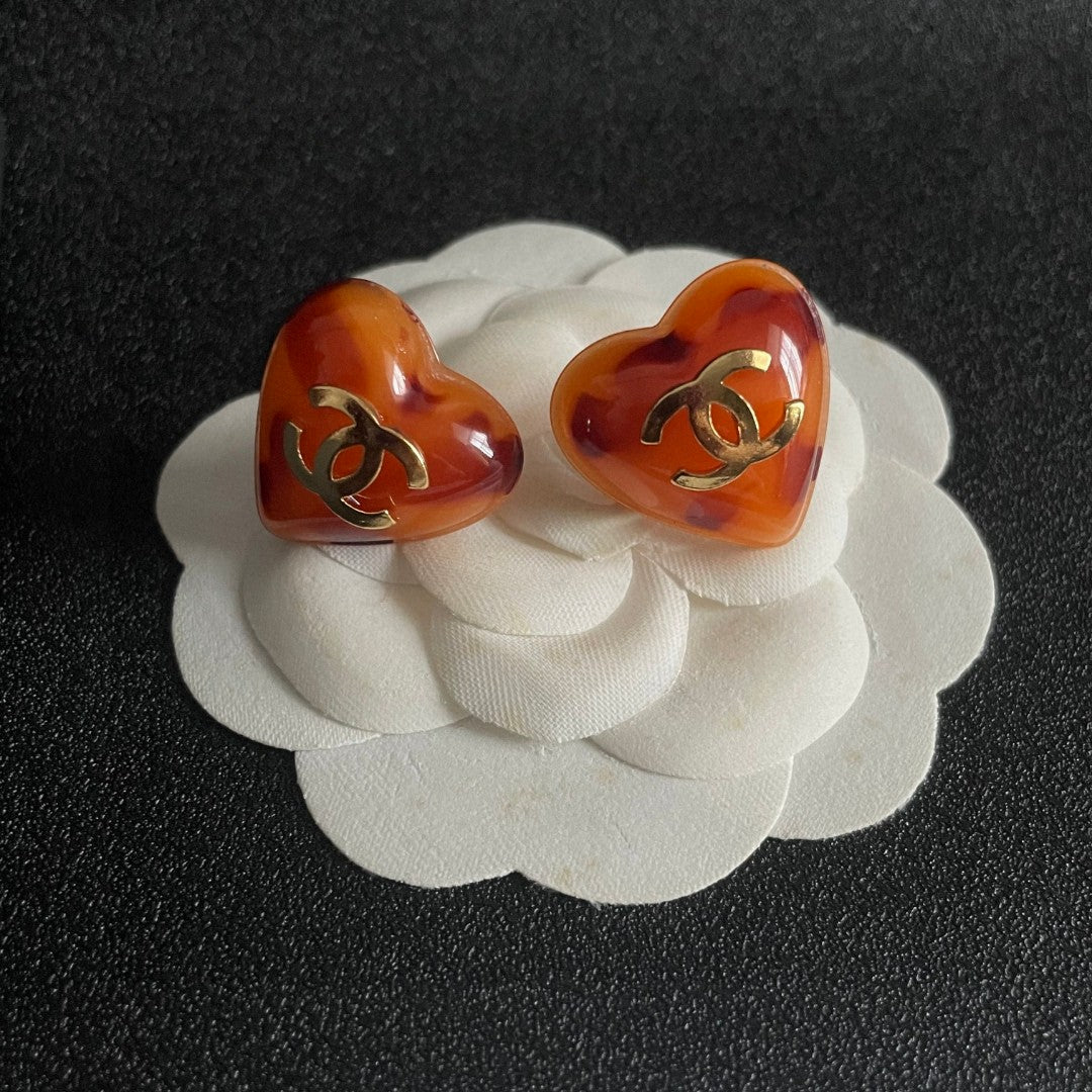 Chanel Interlocking C Heart Stud Earrings - album image 8