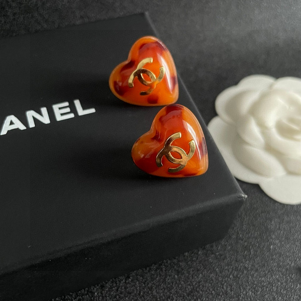 Chanel Interlocking C Heart Stud Earrings - album image 9